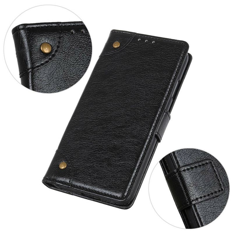 Capa Em Pele Para OnePlus Nord 2 5G Rebites Vintage Estilo Couro Napa