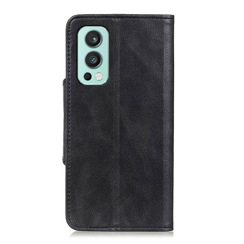 Capa Flip Para OnePlus Nord 2 5G Botão De Couro Falso