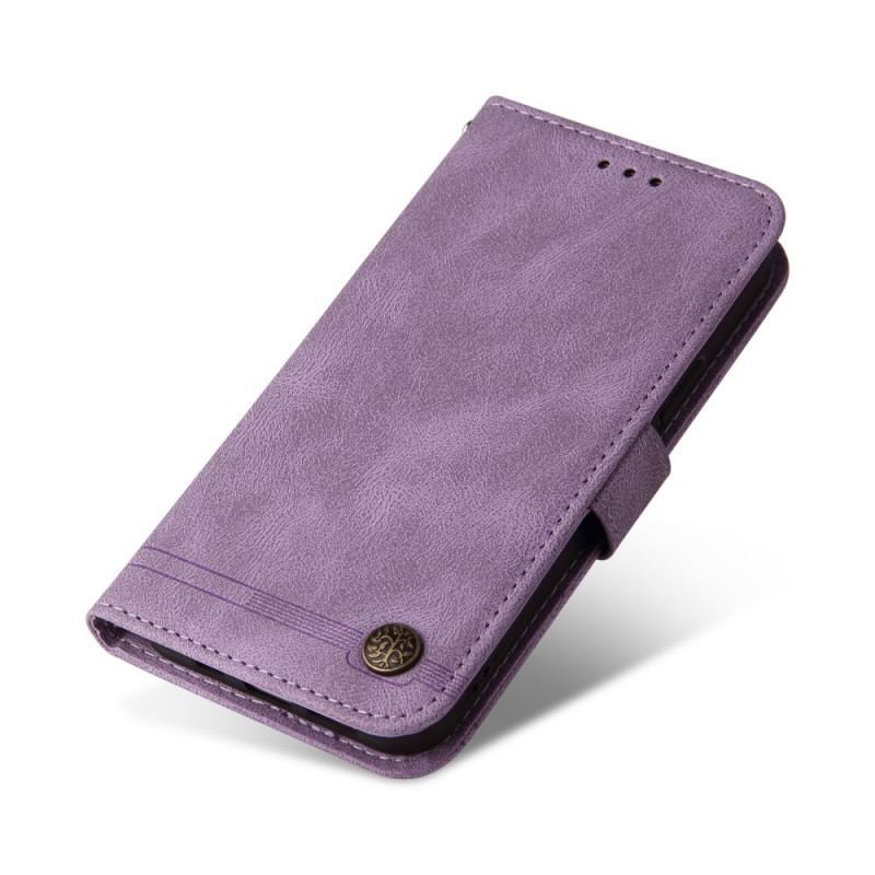 Capa Flip Para OnePlus Nord 2 5G Correia E Rebite De Couro Sintético