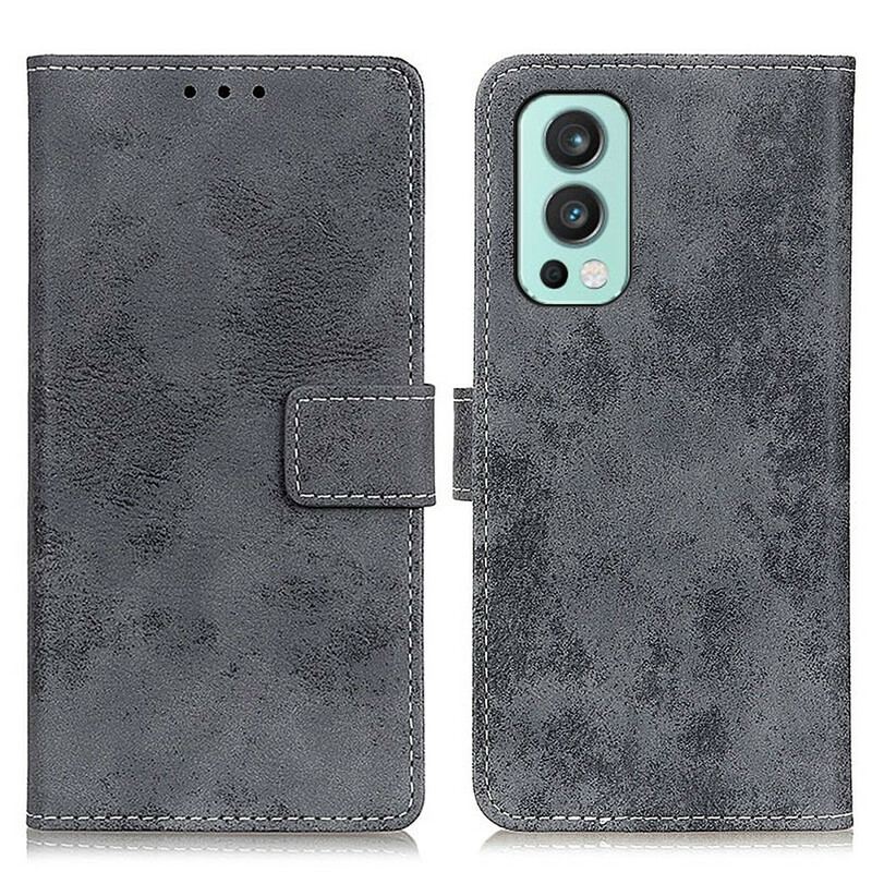 Capa Flip Para OnePlus Nord 2 5G Couro Falso Vintage