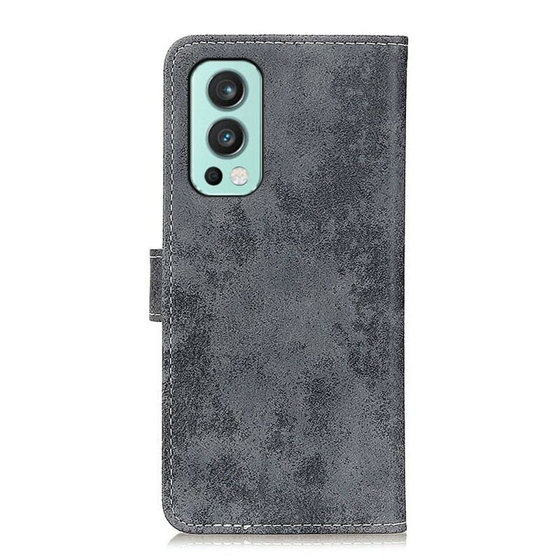 Capa Flip Para OnePlus Nord 2 5G Couro Falso Vintage