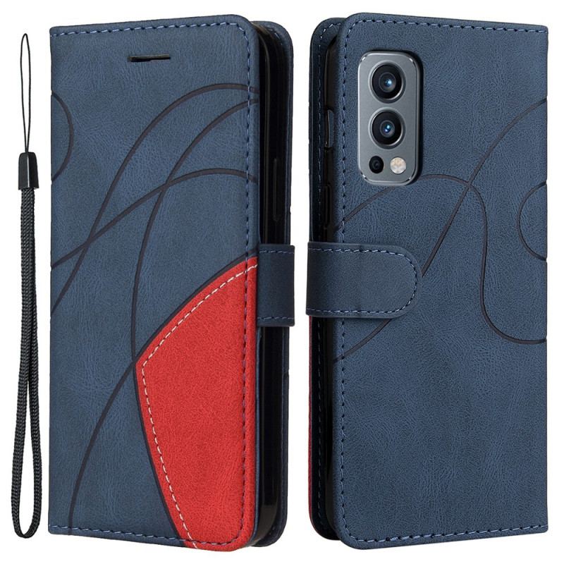 Capa Flip Para OnePlus Nord 2 5G Couro Sintético De Assinatura De Dois Tons