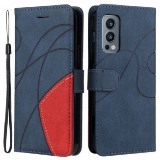 Capa Flip Para OnePlus Nord 2 5G Couro Sintético De Assinatura De Dois Tons