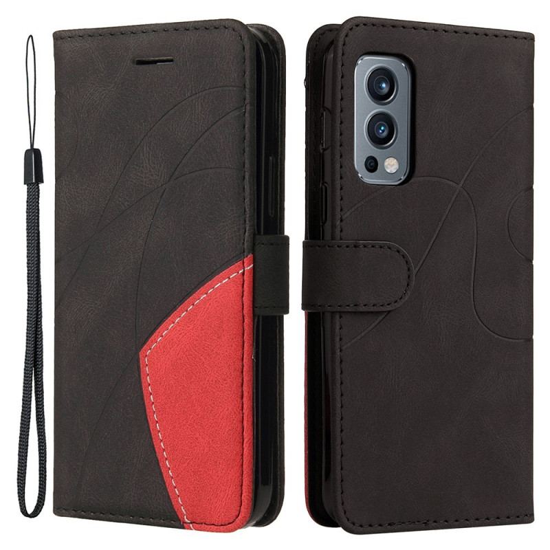 Capa Flip Para OnePlus Nord 2 5G Couro Sintético De Assinatura De Dois Tons