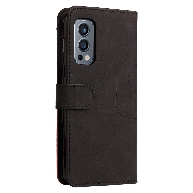 Capa Flip Para OnePlus Nord 2 5G Couro Sintético De Assinatura De Dois Tons