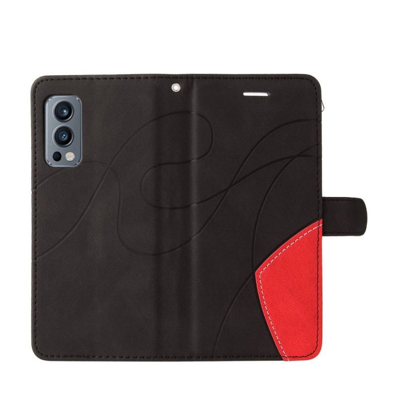 Capa Flip Para OnePlus Nord 2 5G Couro Sintético De Assinatura De Dois Tons