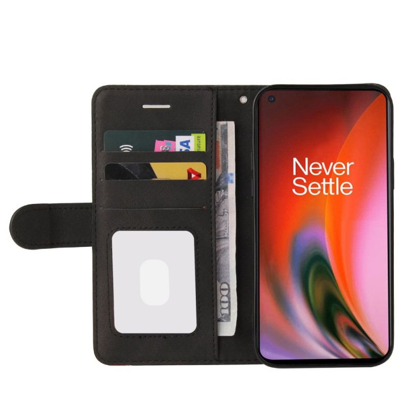 Capa Flip Para OnePlus Nord 2 5G Couro Sintético De Assinatura De Dois Tons