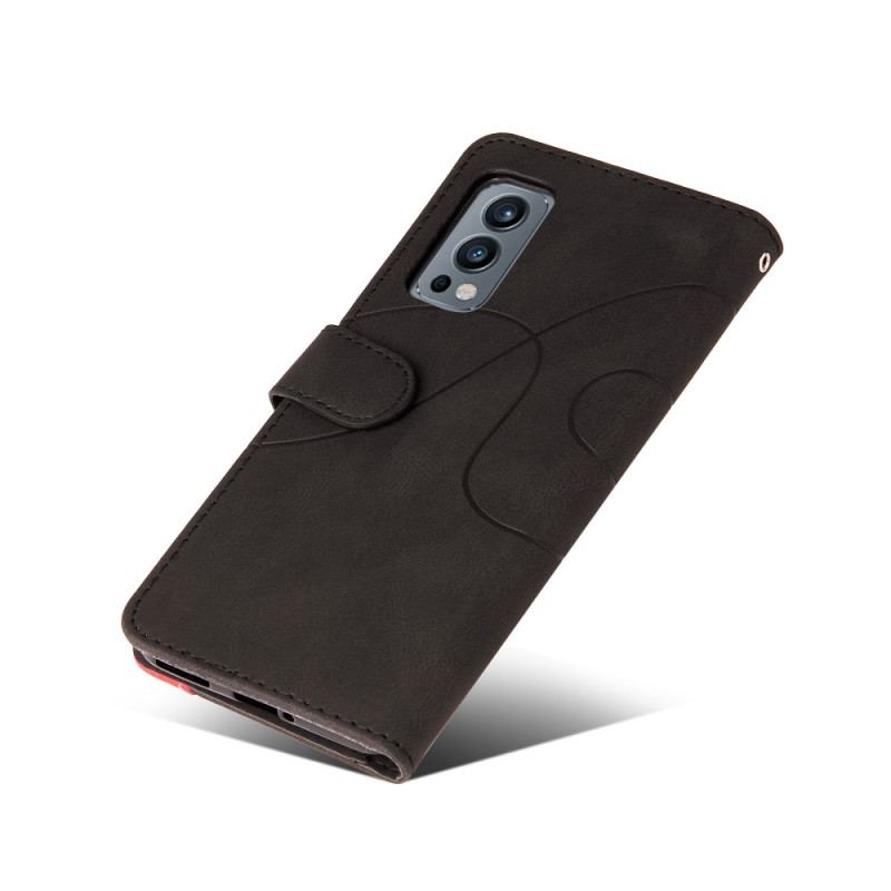 Capa Flip Para OnePlus Nord 2 5G Couro Sintético De Assinatura De Dois Tons