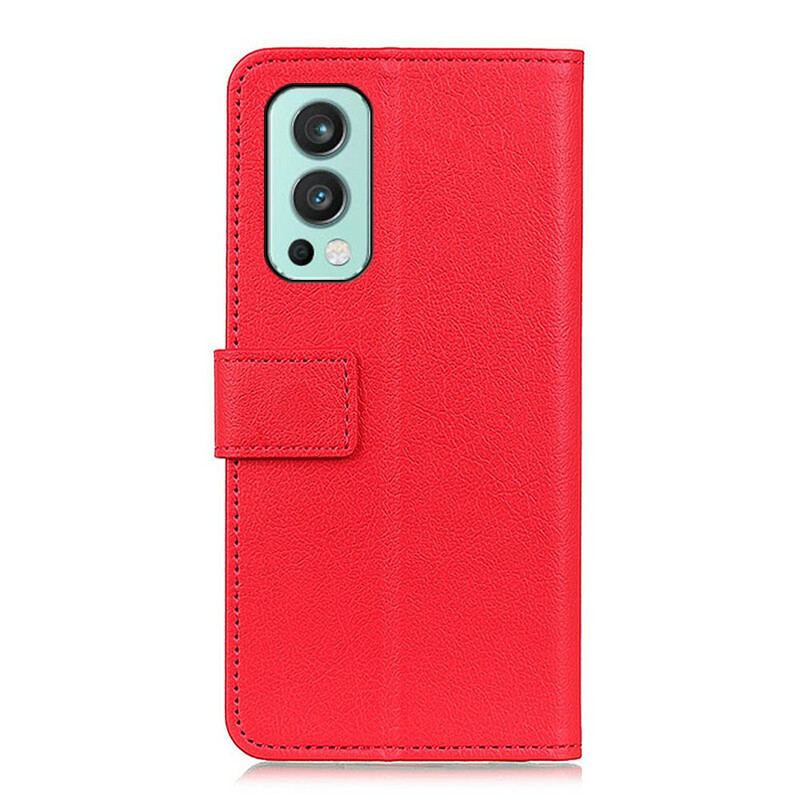 Capa Flip Para OnePlus Nord 2 5G Efeito Couro Brilhante Simples