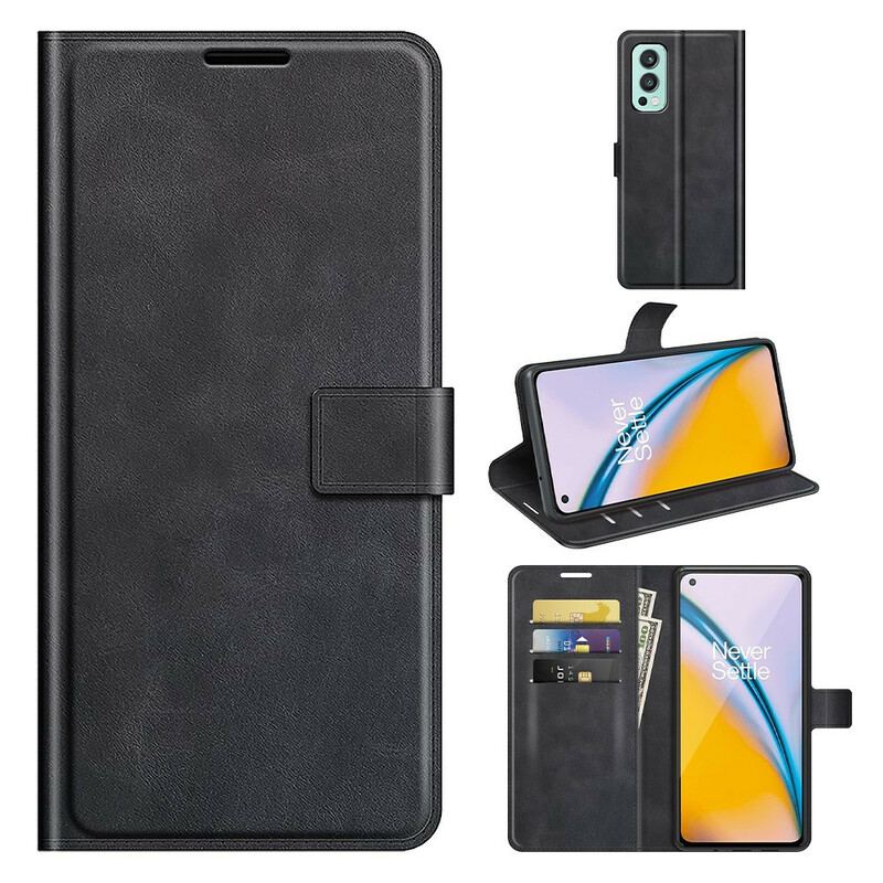 Capa Flip Para OnePlus Nord 2 5G Efeito De Couro Extremo Fino