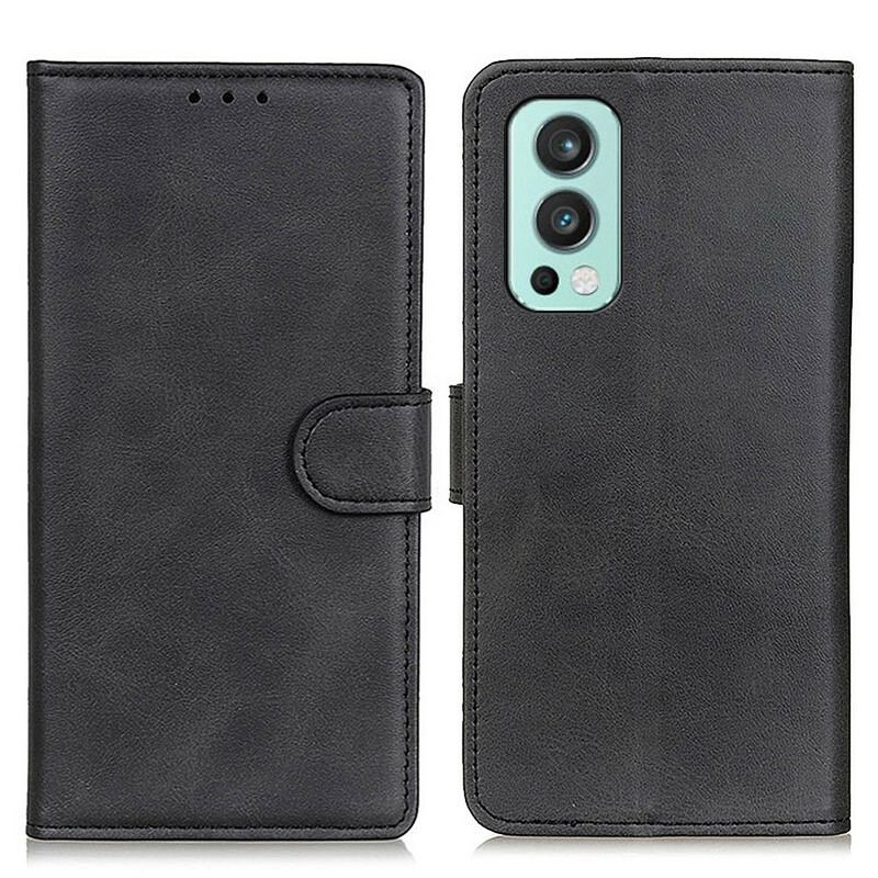 Capa Flip Para OnePlus Nord 2 5G Efeito De Couro Retrô Fosco