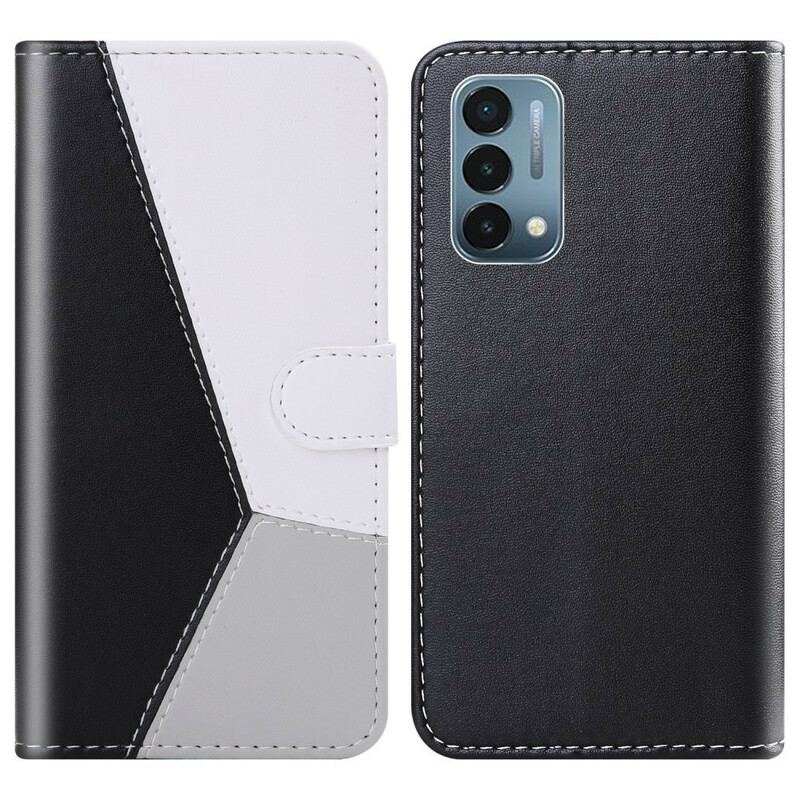 Capa Flip Para OnePlus Nord 2 5G Efeito Couro Tricolor