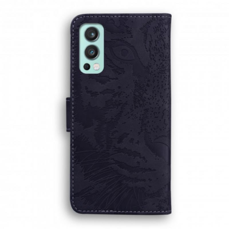 Capa Flip Para OnePlus Nord 2 5G Estampa Cara De Tigre