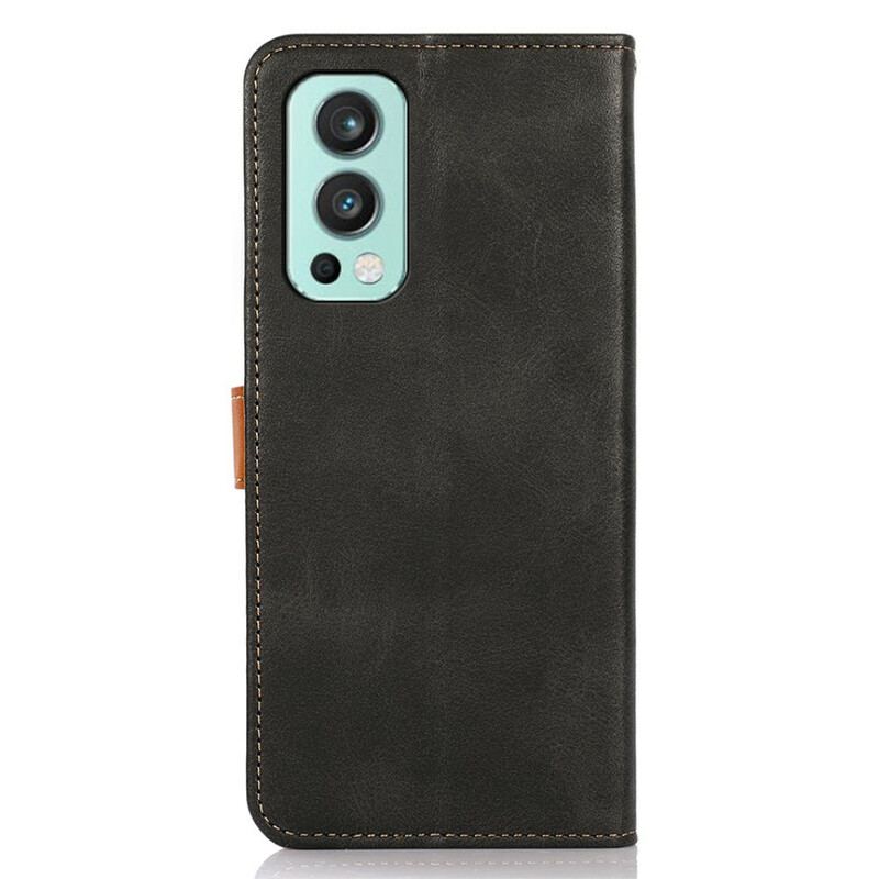 Capa Flip Para OnePlus Nord 2 5G Fecho Dourado Bicolor Khazneh