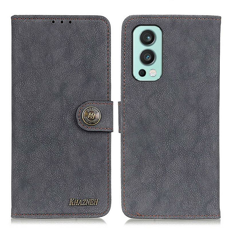 Capa Flip Para OnePlus Nord 2 5G Khazneh Retrô Split Couro Sintético