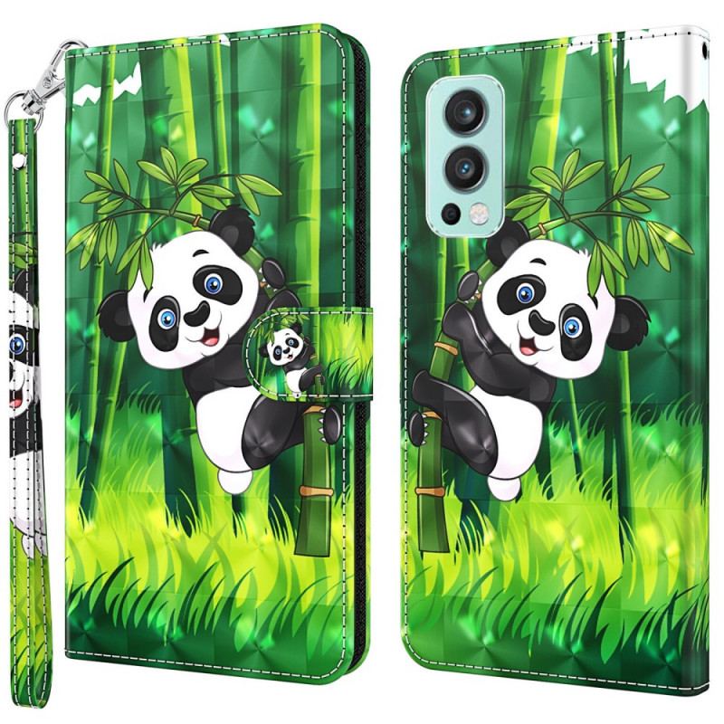 Capa Flip Para OnePlus Nord 2 5G Panda E Bambu