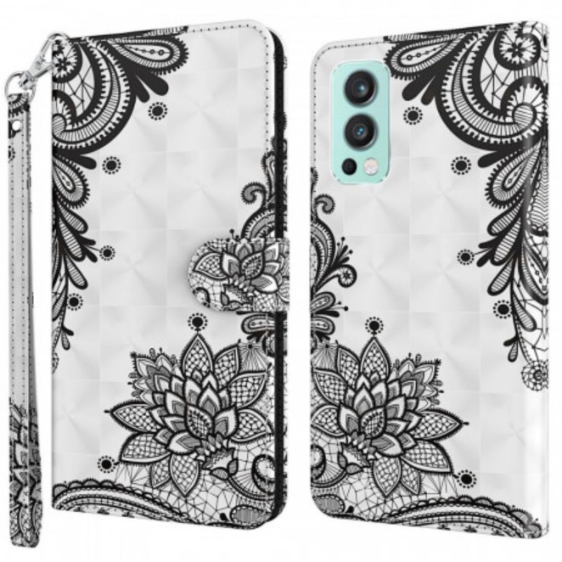 Capa Flip Para OnePlus Nord 2 5G Renda Chique