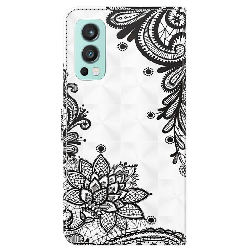 Capa Flip Para OnePlus Nord 2 5G Renda Chique