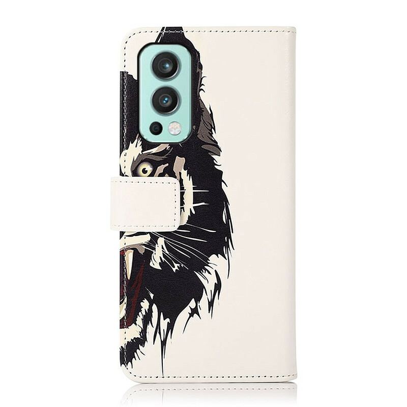 Capa Flip Para OnePlus Nord 2 5G Tigre Feroz