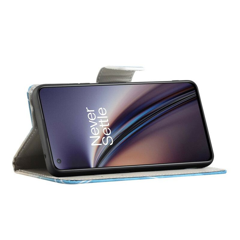 Capa Folio Para OnePlus Nord 2 5G Borboleta Azul E Amarela