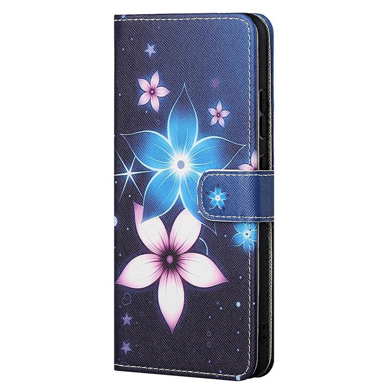 Capa Folio Para OnePlus Nord 2 5G De Cordão Flores De Cinta Lunar