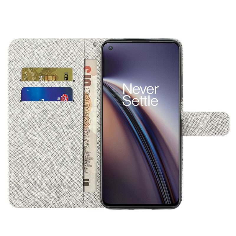 Capa Folio Para OnePlus Nord 2 5G De Cordão Flores De Cinta Lunar