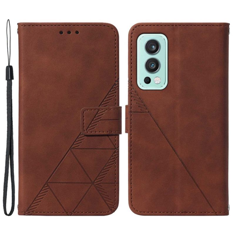 Capa Folio Para OnePlus Nord 2 5G Efeito Couro Pirâmide