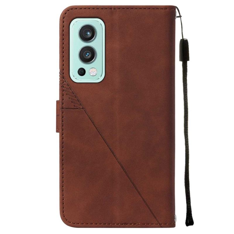 Capa Folio Para OnePlus Nord 2 5G Efeito Couro Pirâmide