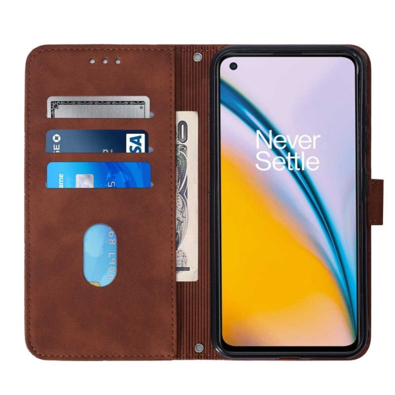 Capa Folio Para OnePlus Nord 2 5G Efeito Couro Pirâmide