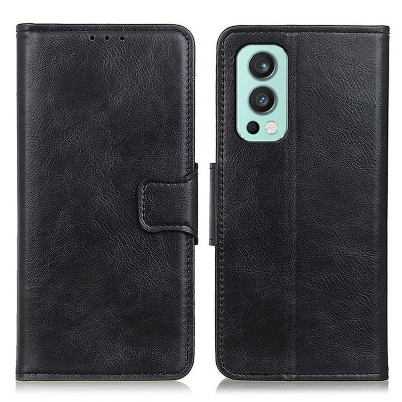 Capa Folio Para OnePlus Nord 2 5G Fecho Reversível Efeito Couro