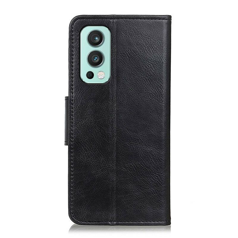 Capa Folio Para OnePlus Nord 2 5G Fecho Reversível Efeito Couro