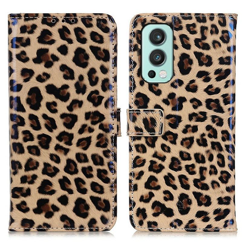 Capa Folio Para OnePlus Nord 2 5G Leopardo Simples