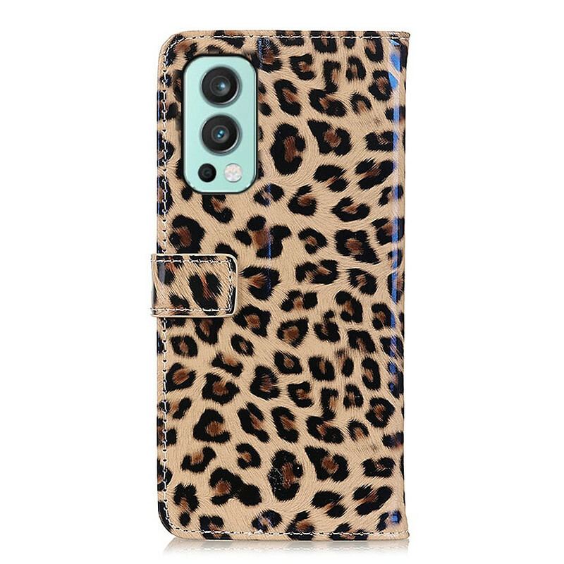 Capa Folio Para OnePlus Nord 2 5G Leopardo Simples