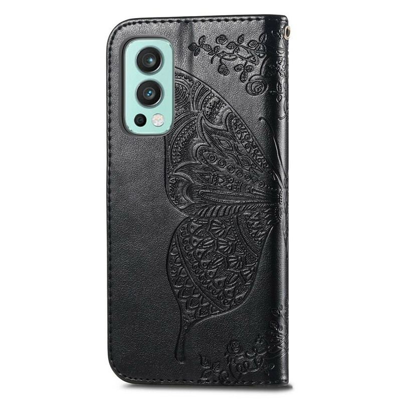 Capa Folio Para OnePlus Nord 2 5G Meia Borboleta