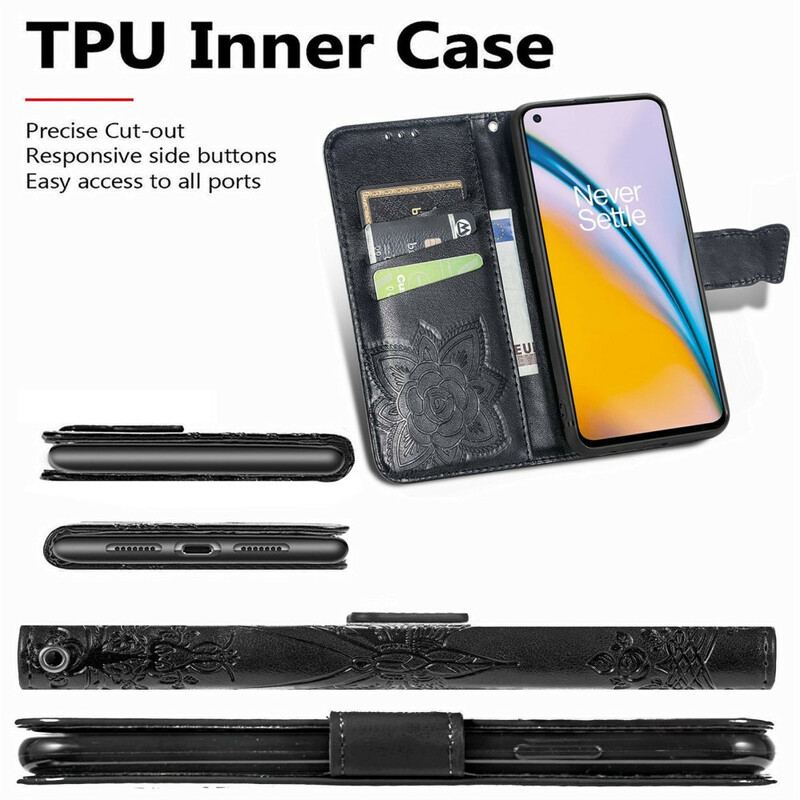 Capa Folio Para OnePlus Nord 2 5G Meia Borboleta