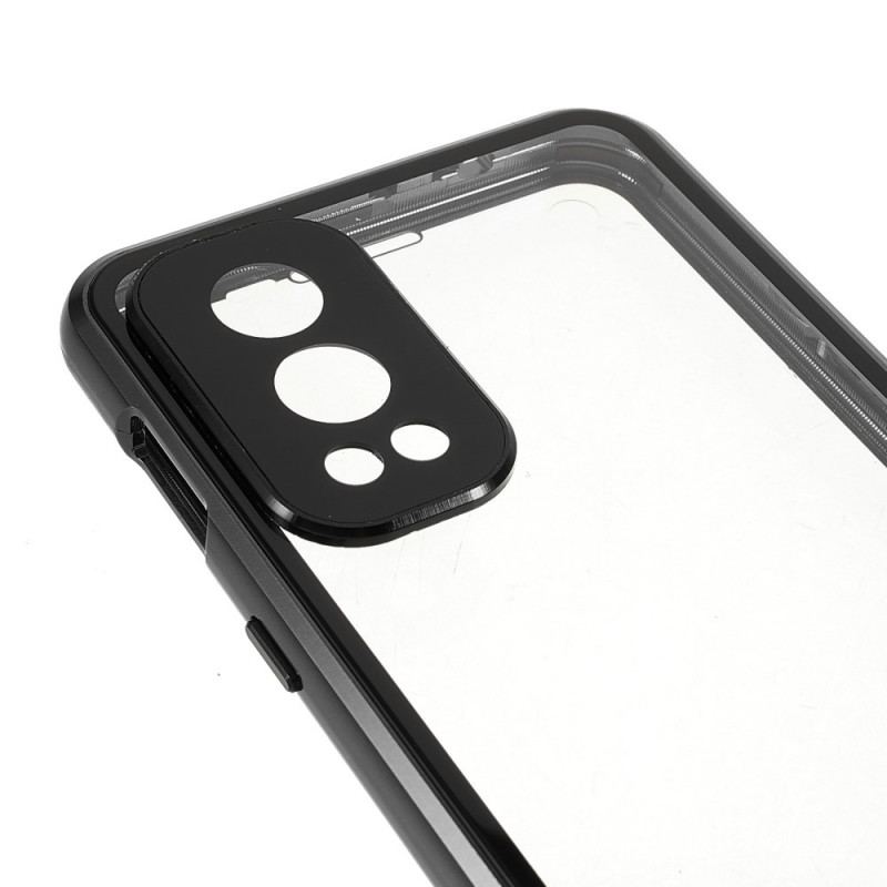 Capa Para OnePlus Nord 2 5G Dois Lados De Vidro Temperado Magnético E Metal