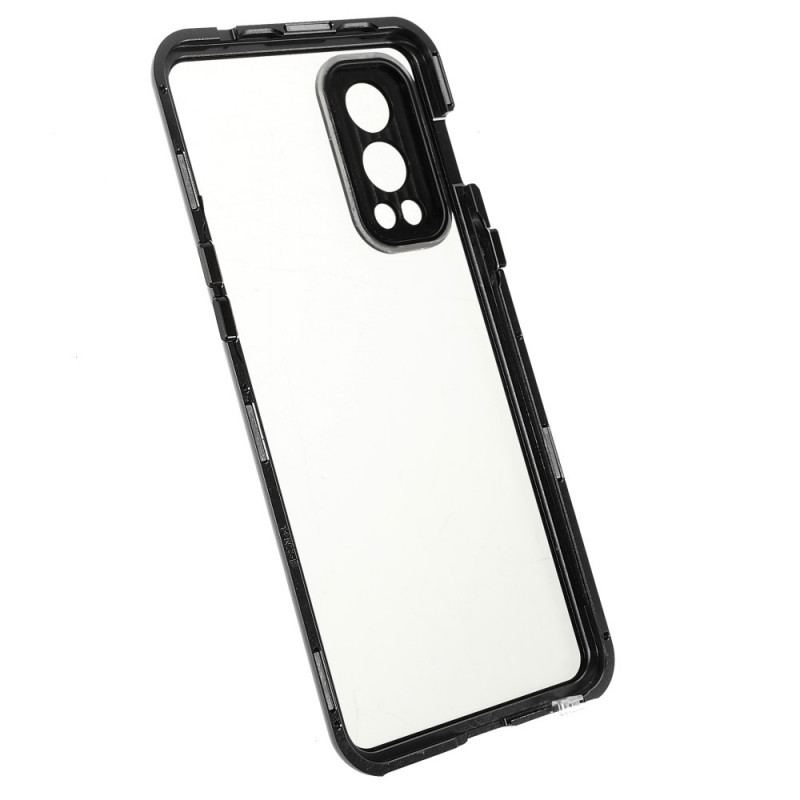 Capa Para OnePlus Nord 2 5G Dois Lados De Vidro Temperado Magnético E Metal