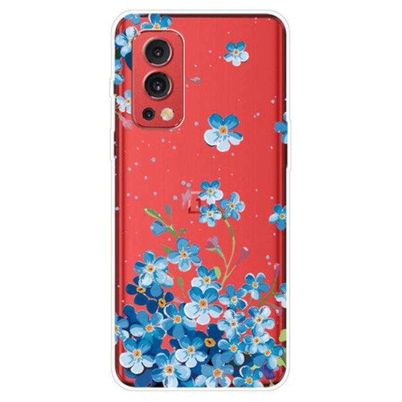 Capa Para OnePlus Nord 2 5G Flores Azuis