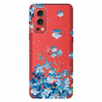 Capa Para OnePlus Nord 2 5G Flores Azuis