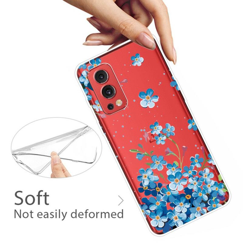 Capa Para OnePlus Nord 2 5G Flores Azuis