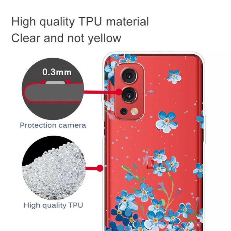 Capa Para OnePlus Nord 2 5G Flores Azuis