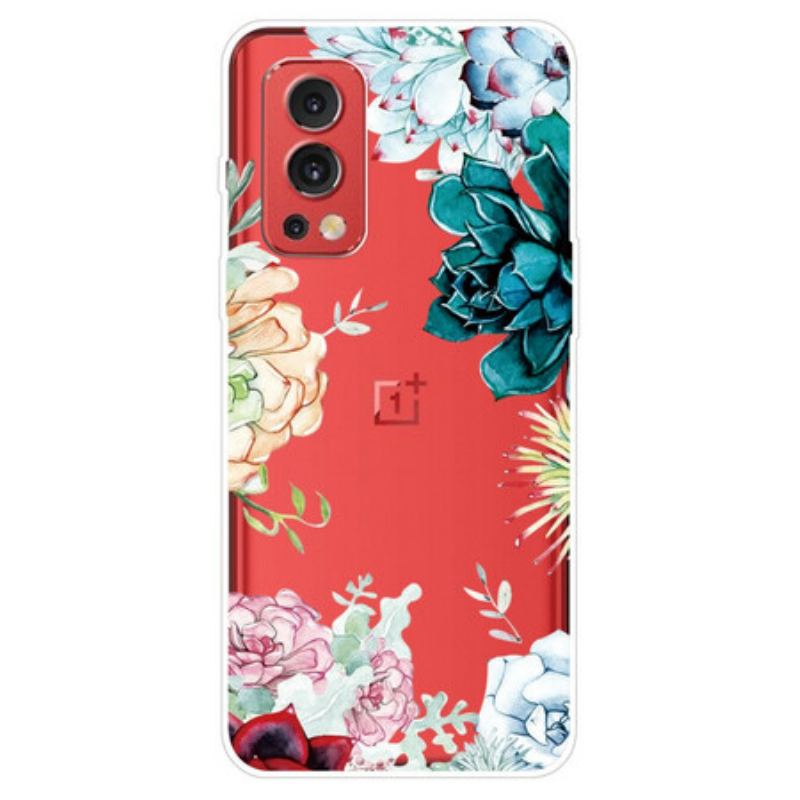 Capa Para OnePlus Nord 2 5G Flores Em Aquarela Sem Costura