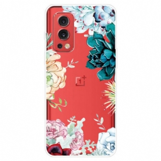 Capa Para OnePlus Nord 2 5G Flores Em Aquarela Sem Costura