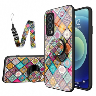 Capa Para OnePlus Nord 2 5G Suporte Magnético Patchwork