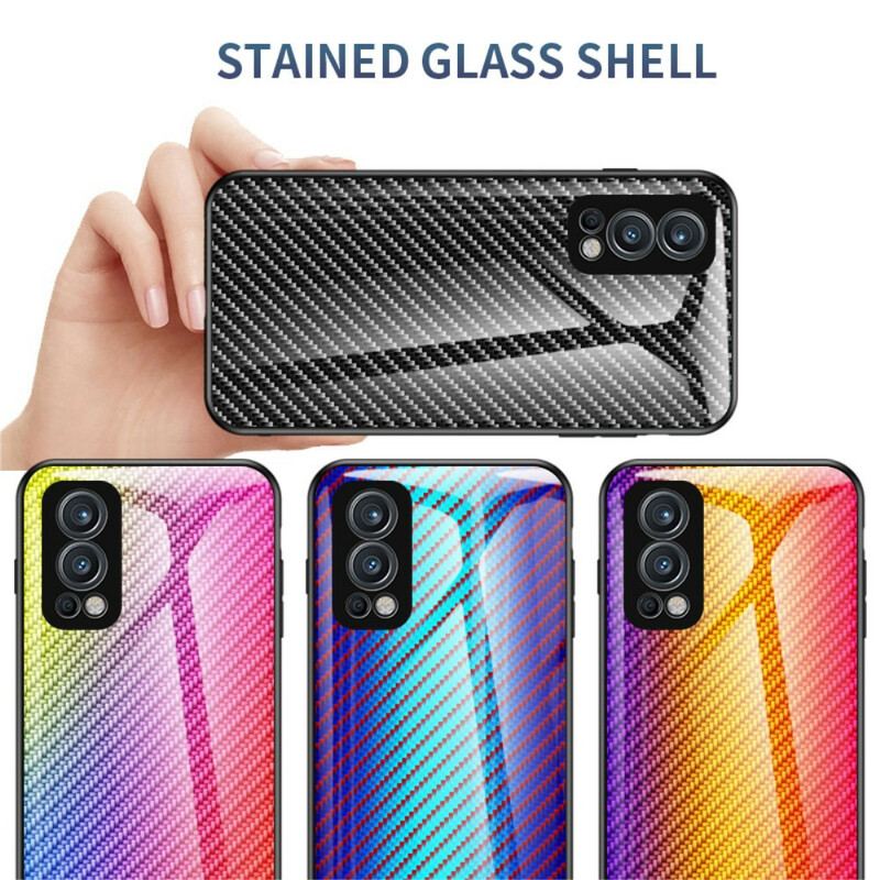 Capa Para OnePlus Nord 2 5G Vidro Temperado De Fibra De Carbono