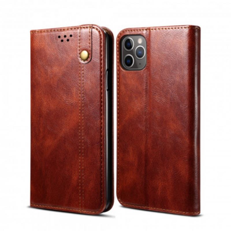 Capa De Celular Para iPhone 11 Pro Flip Couro Sintético Encerado