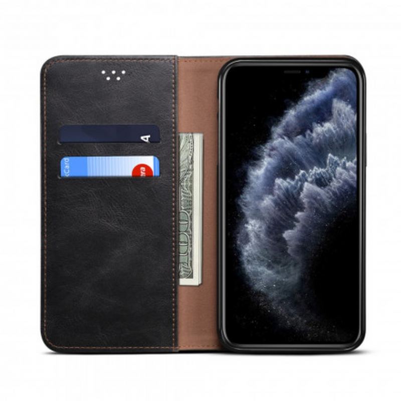 Capa De Celular Para iPhone 11 Pro Flip Couro Sintético Encerado