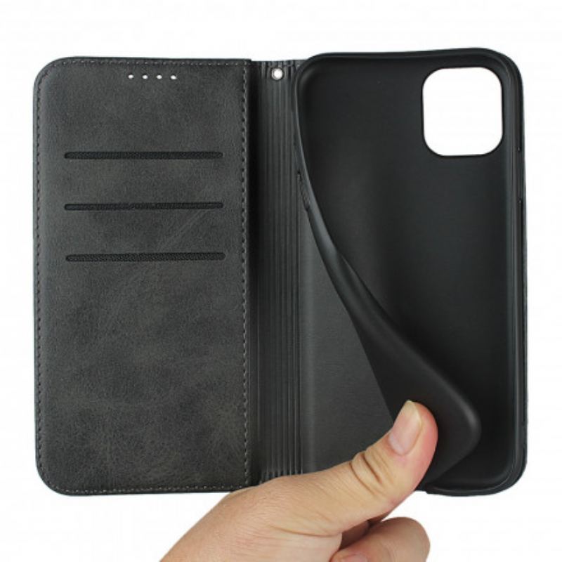 Capa De Celular Para iPhone 11 Pro Flip Efeito De Couro De Dois Tons Com Alça