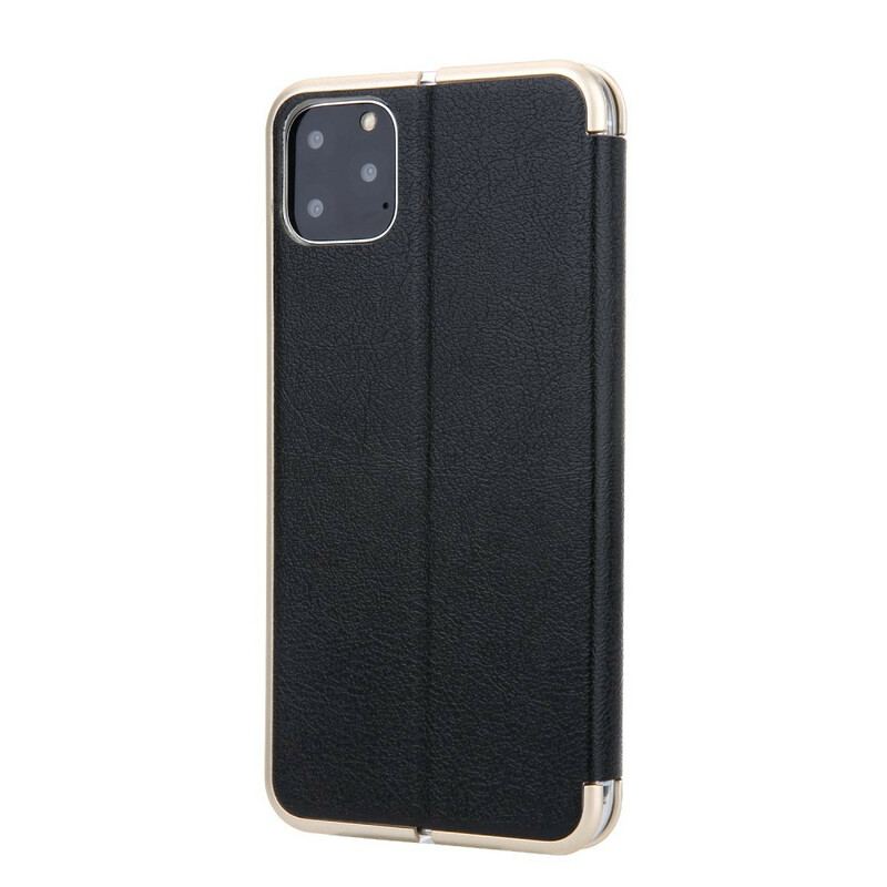 Capa De Celular Para iPhone 11 Pro Flip Imitação De Couro Cmai2 Bordas Metálicas