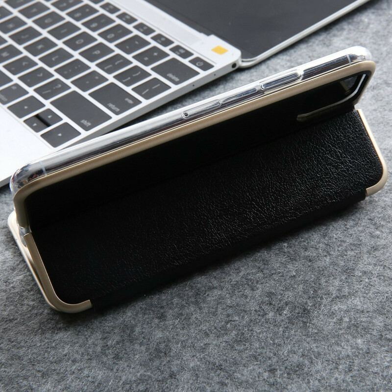 Capa De Celular Para iPhone 11 Pro Flip Imitação De Couro Cmai2 Bordas Metálicas